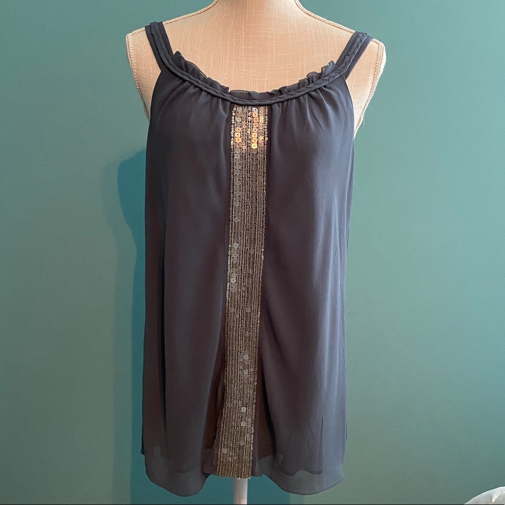 Scoop Neck Sequin Tank Gray
